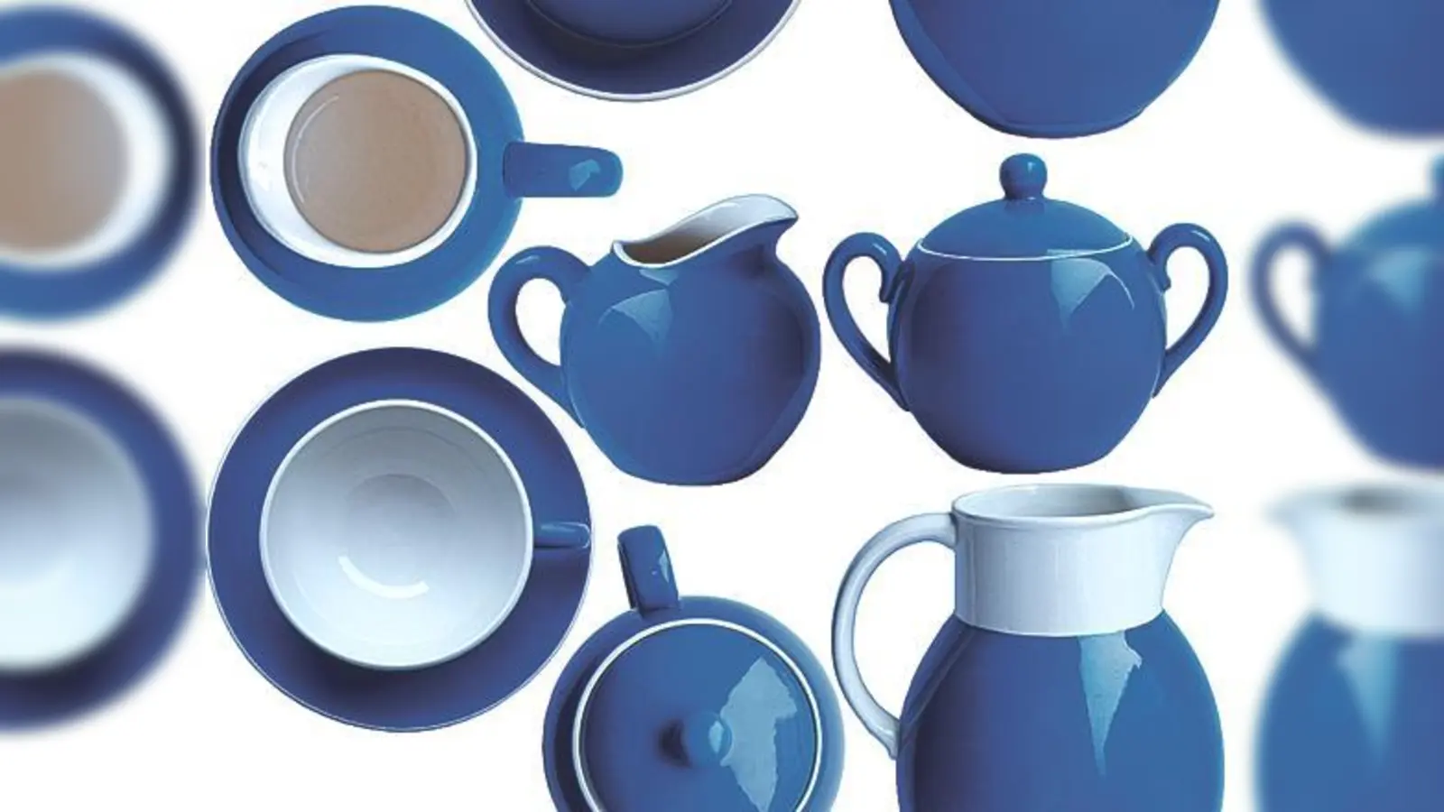 Blaues Geschirr aus einer Privatsammlung, Villeroy &amp; Boch, Dresden 1932.	 (Foto: Bemberg/Stadtmuseum)