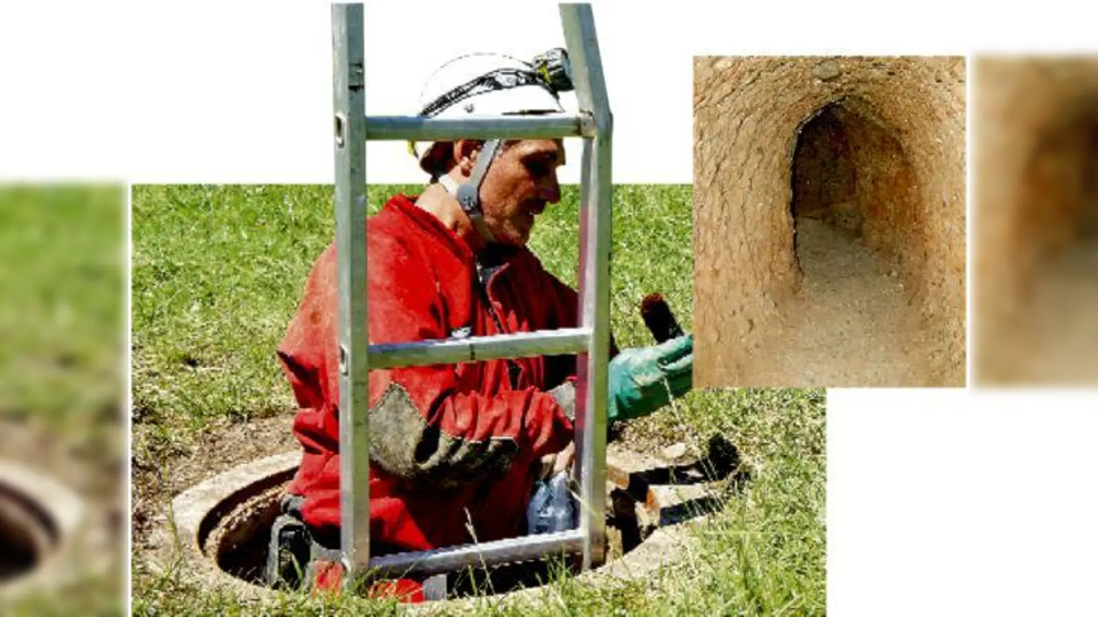 Dieter Ahlborn hat einen kostbaren Fund  (Foto: Ein Stück Holz, mit dem man vielleicht das Alter des Erdstalls in Doblberg (kl. Foto) bestimmen kann. 	AK für Erdstallforschung)