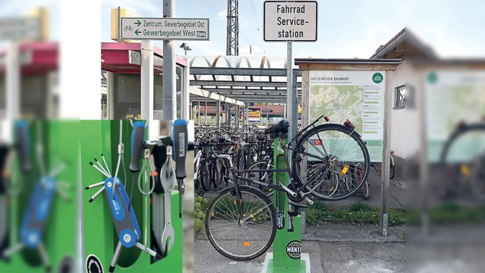 Das kaputte Rad kann man an den Servicestationen unkompliziert aufbocken und reparieren.	 (Fotos: Sabransky)