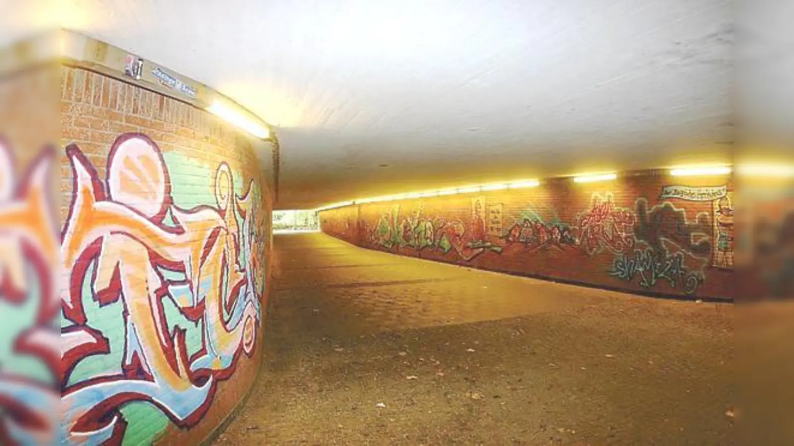 Schillernde Farben verdrängen die grau-schwarze Tunnel-Tristesse der Giesinger  Icho-Unterführung. 	 (Foto: HH)