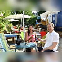 Initiatorin Xenya Jäger und Olaf Kranz, LeiterKreativ München, im „Im Dazwischen”. (Foto: Marcus Schlaf LHM)