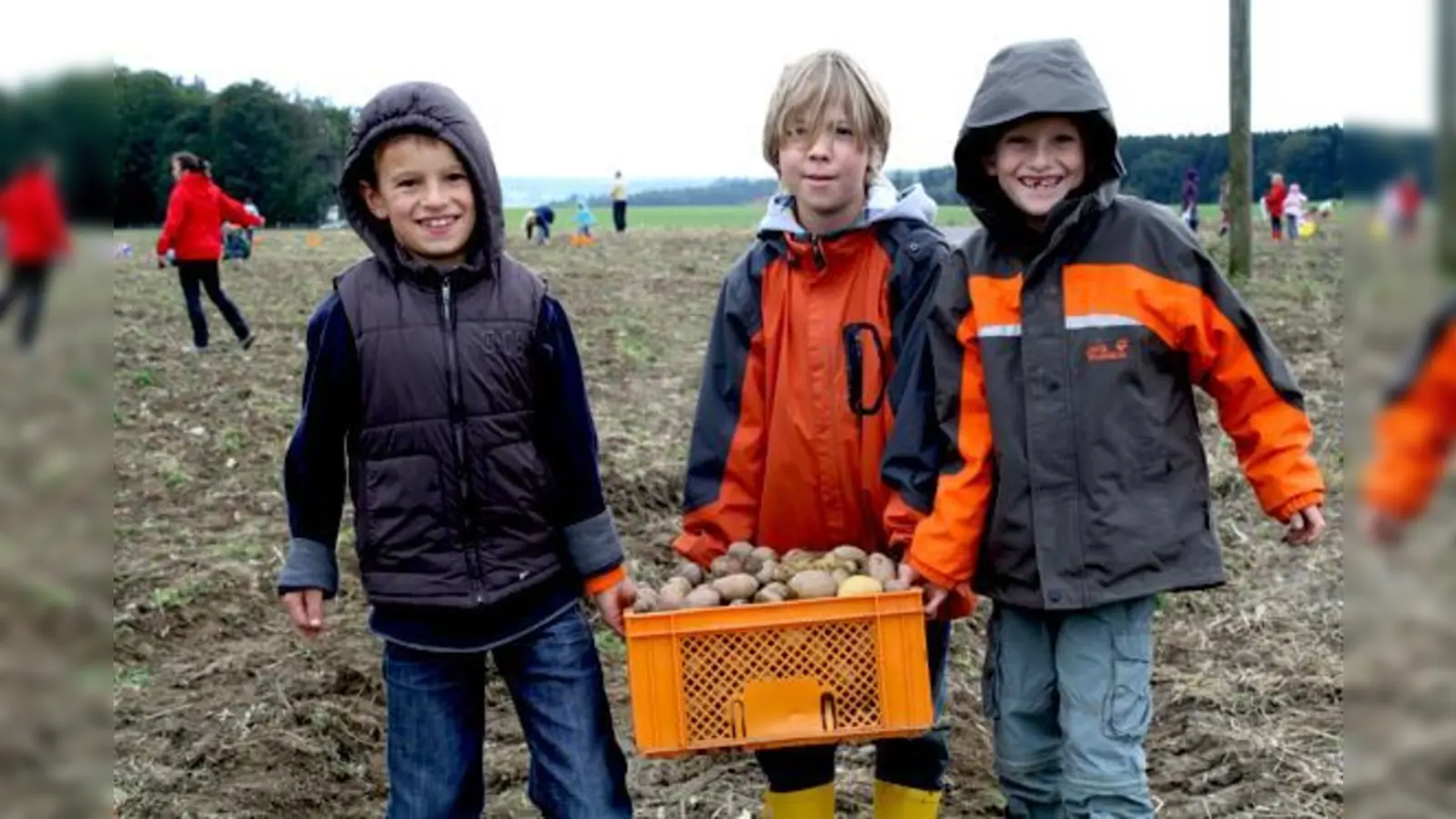 Bei der Ernteaktion haben Kinder der Montessorischule Kartoffeln zusammengetragen. 	 (Foto: Schule)
