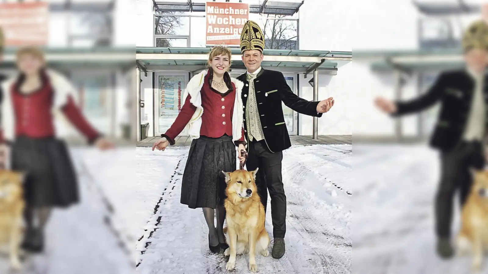 Das Prinzenpaar der 		Narrhalla mit Geleitschutz auf Stippvisite bei den Münchner Wochenanzeigern.	 (Foto: cr)