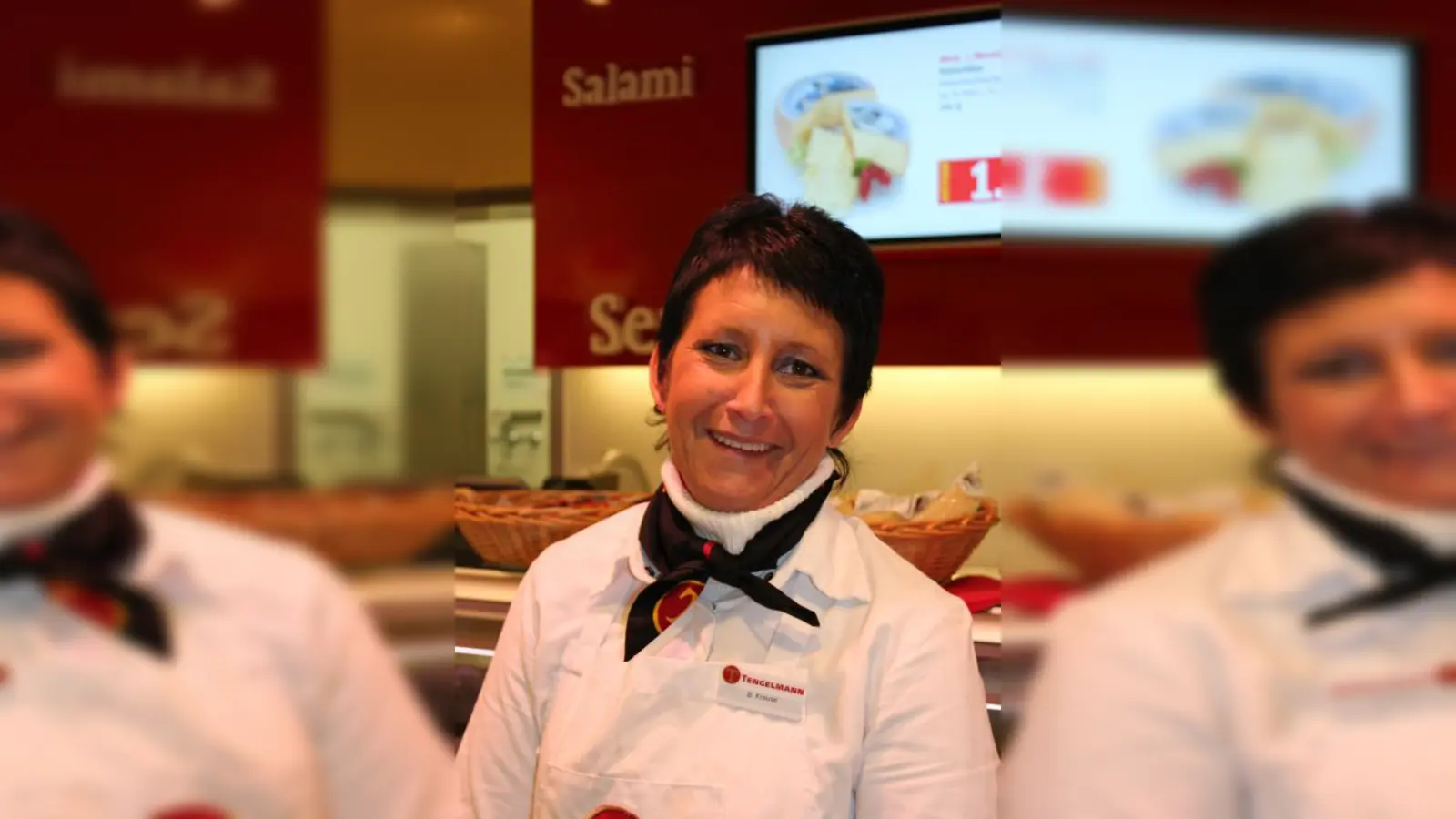 Britta Krause, Abteilungsleiterin für Fleisch und Wurst in der Tengelmann-Filiale am Romanplatz, setzte sich mit ganzer Back-Kraft für den Kuchenverkauf zugunsten der AKB ein. (Foto: SE)