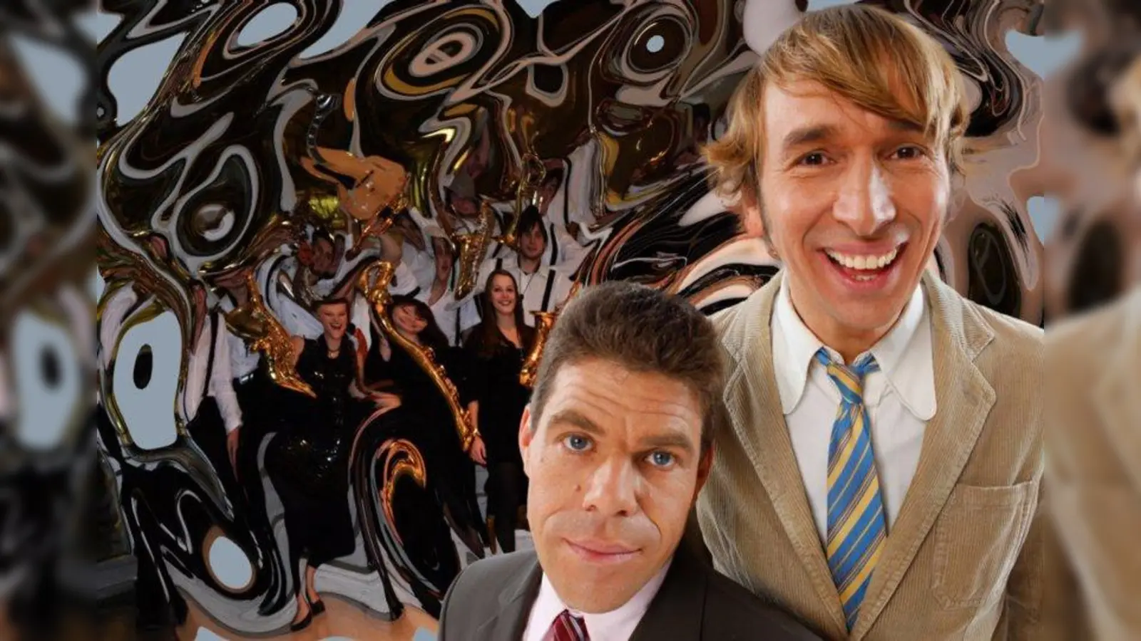 Die Komik-Spezialisten Bastian Pusch (l.) und Arthur Senkrecht treten mit der Big Band der Hochschule München auf. (Foto: pi)