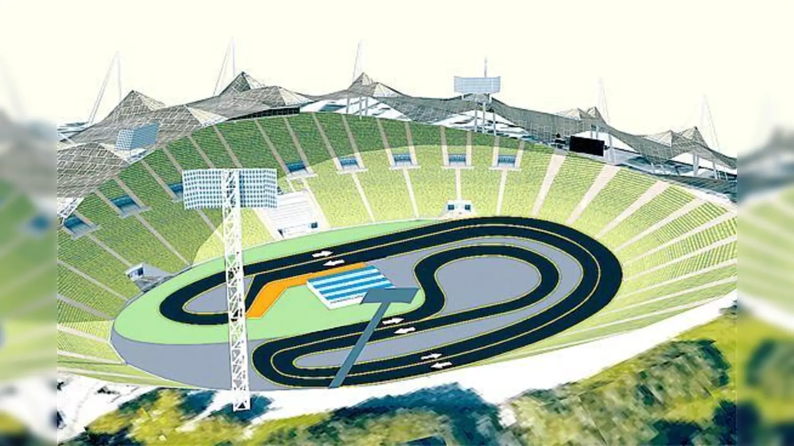 Das Olympiastadion verwandelt sich im Rahmen von SPEEDMAN in die perfekte Triathlon-Arena.	 (Grafik: Speedman-triathlon.de)