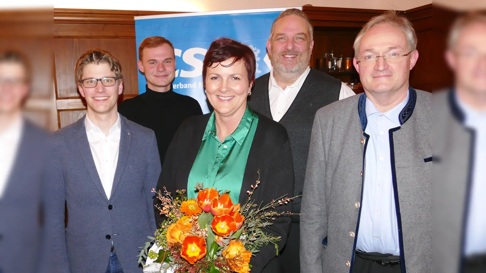 Der neu gewählte engere Ortsvorstand der CSU mit (von links) Dr. Niklas Müller, Alexander Löher, Marianne Hellhuber, Andreas Giese und Prof. Paolo Brenner. (Foto: CSU)