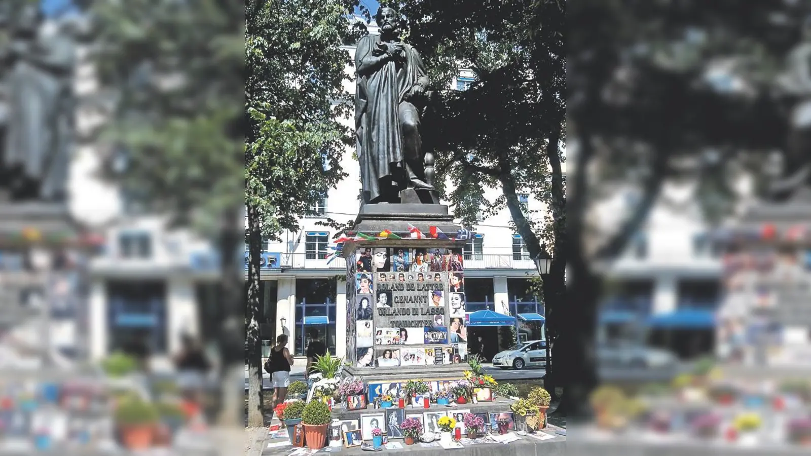 Orlando di Lasso wacht über das Michael Jackson Memorial, das demnächst vorübergehend entfernt wird.	 (Foto: Soir)