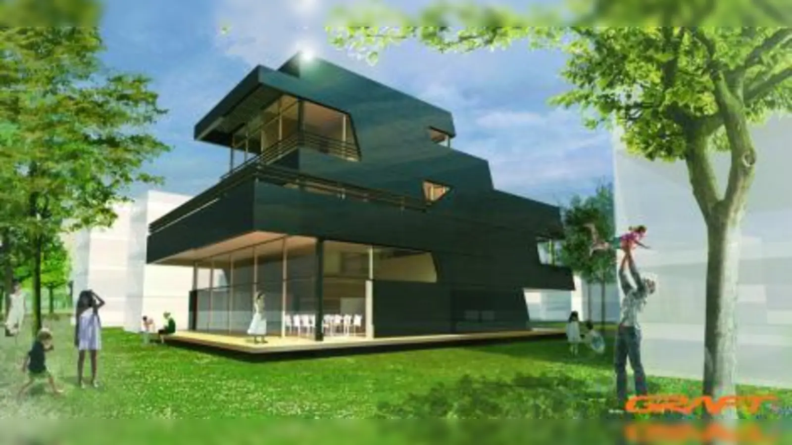 So sieht das Fertighaus der Zukunft aus: das „IBA Smart Material House”. (Foto: GRAFT)