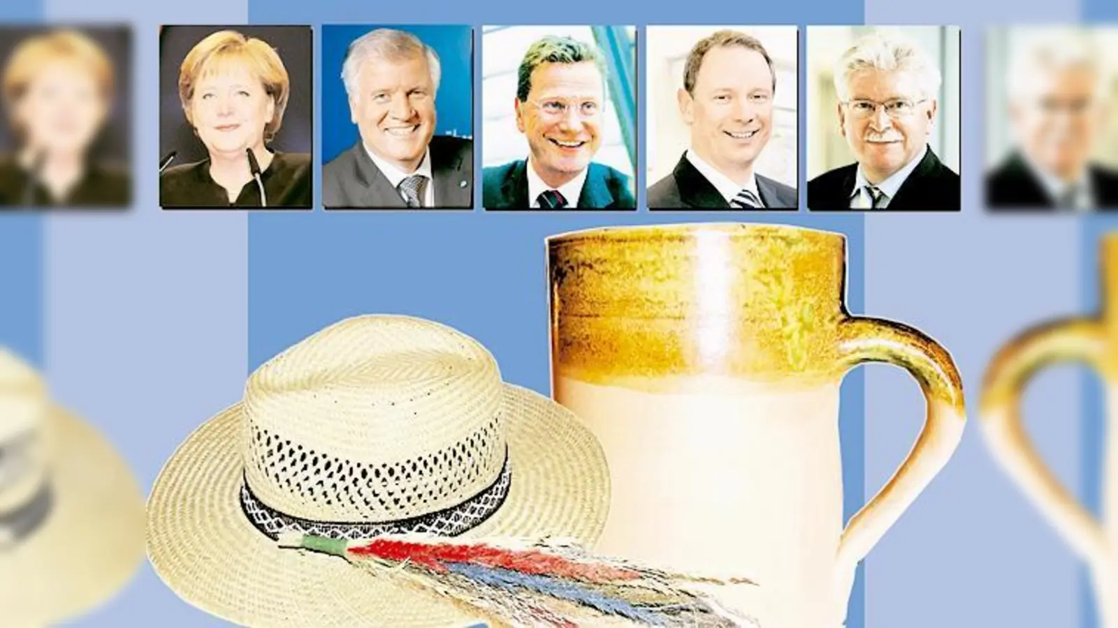 Hochkarätige Gäste am Keferloher Montag: Angela Merkel, Horst Seehofer,  Guido Westerwelle, Georg Fahrenschon und Martin Zeil (v.li.)   (Foto: Veronica Langer)