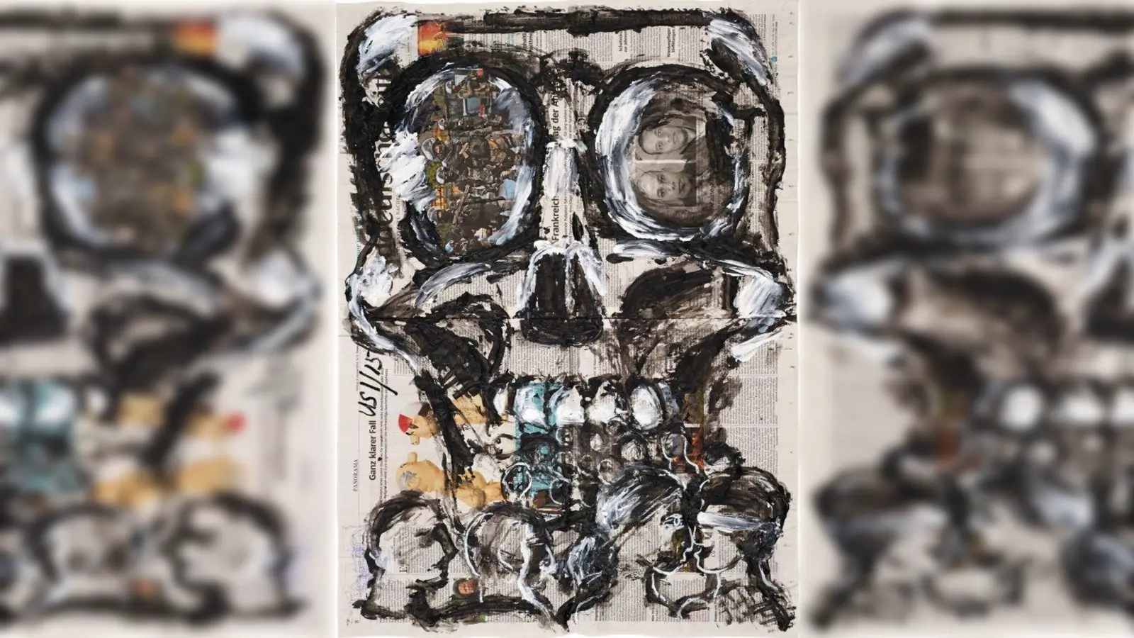 Der Künstler Uli Schaarschmidt zeigt seine Gemälde auf Zeitung. (Foto: Uli Schaarschmidt)