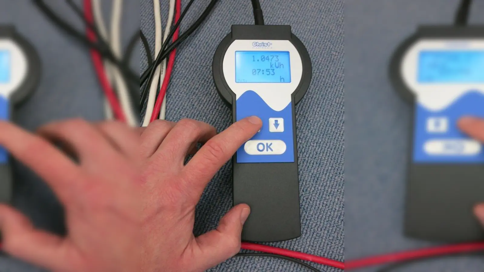 Mit solchen Messgeräten gehen die Ehrenamtlichen deer Caritas auf „Sparsuche”. (Foto: Caritas)