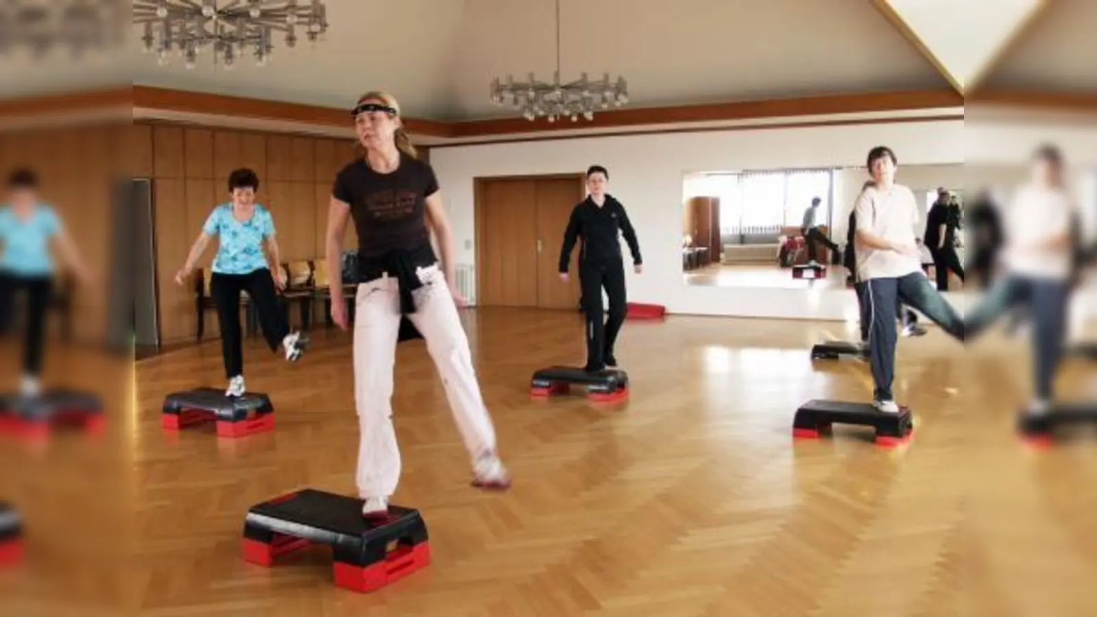 Wie hier beim Step-Kurs sorgt die Volkshochschule Germering auch im Herbst 2008 mit vielen Angeboten für die sportliche Fitness ihrer Kursteilnehmer. (Foto: Eva Schraft)