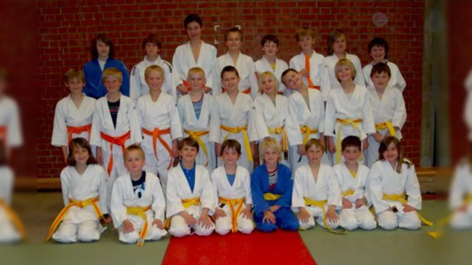 Gruppenbild nach Gürtelprüfung: Zehn Wochen intensiver Vorbereitung führten die Mädchen und Buben zur nächsten Judoka-Stufe.	 (Foto: VA)