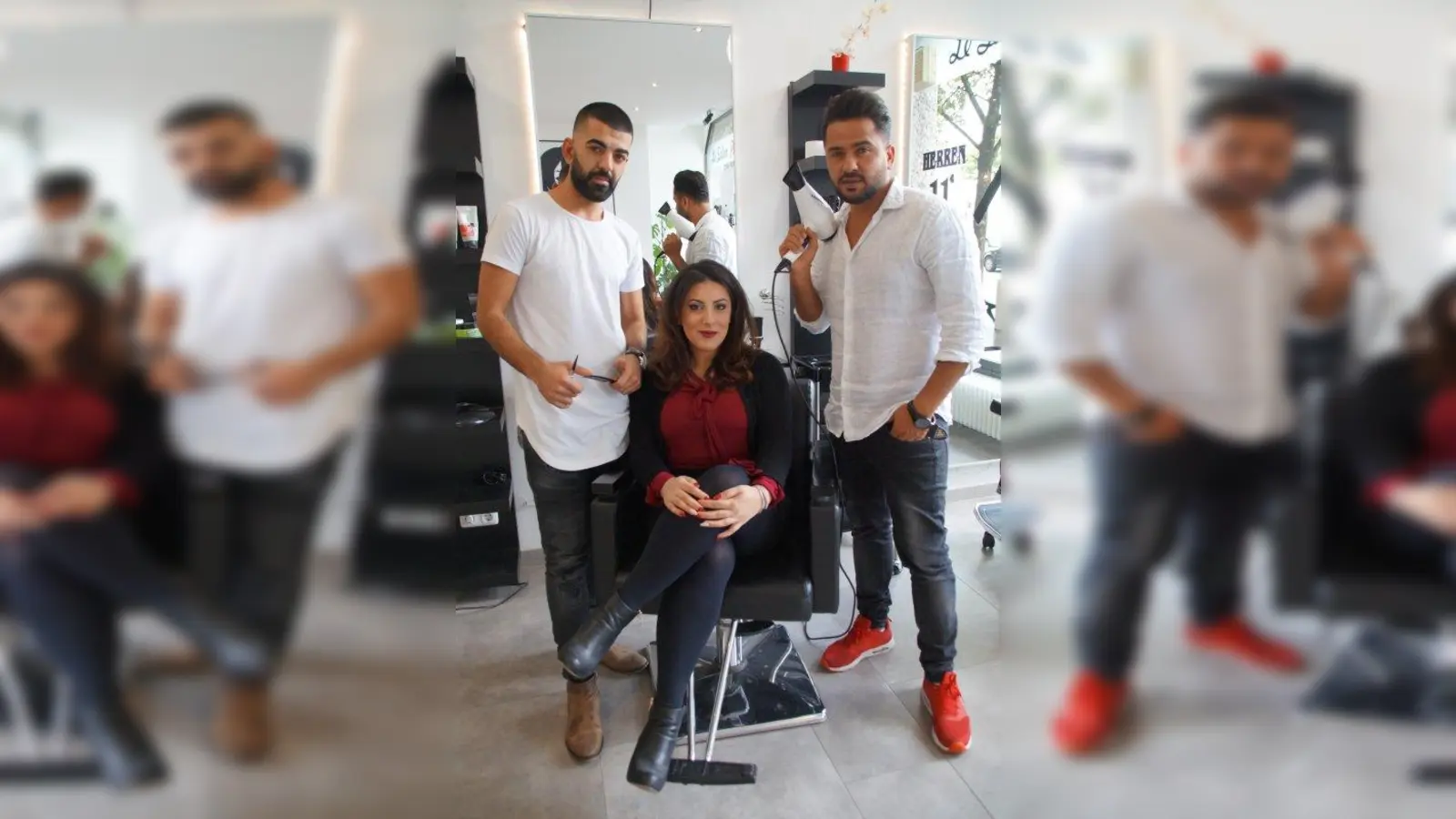 Inhaber Ahmad Sayah-Namek und seine Kollegen Mehwan und Rojin im Le Salon Paris. (Foto: pi)