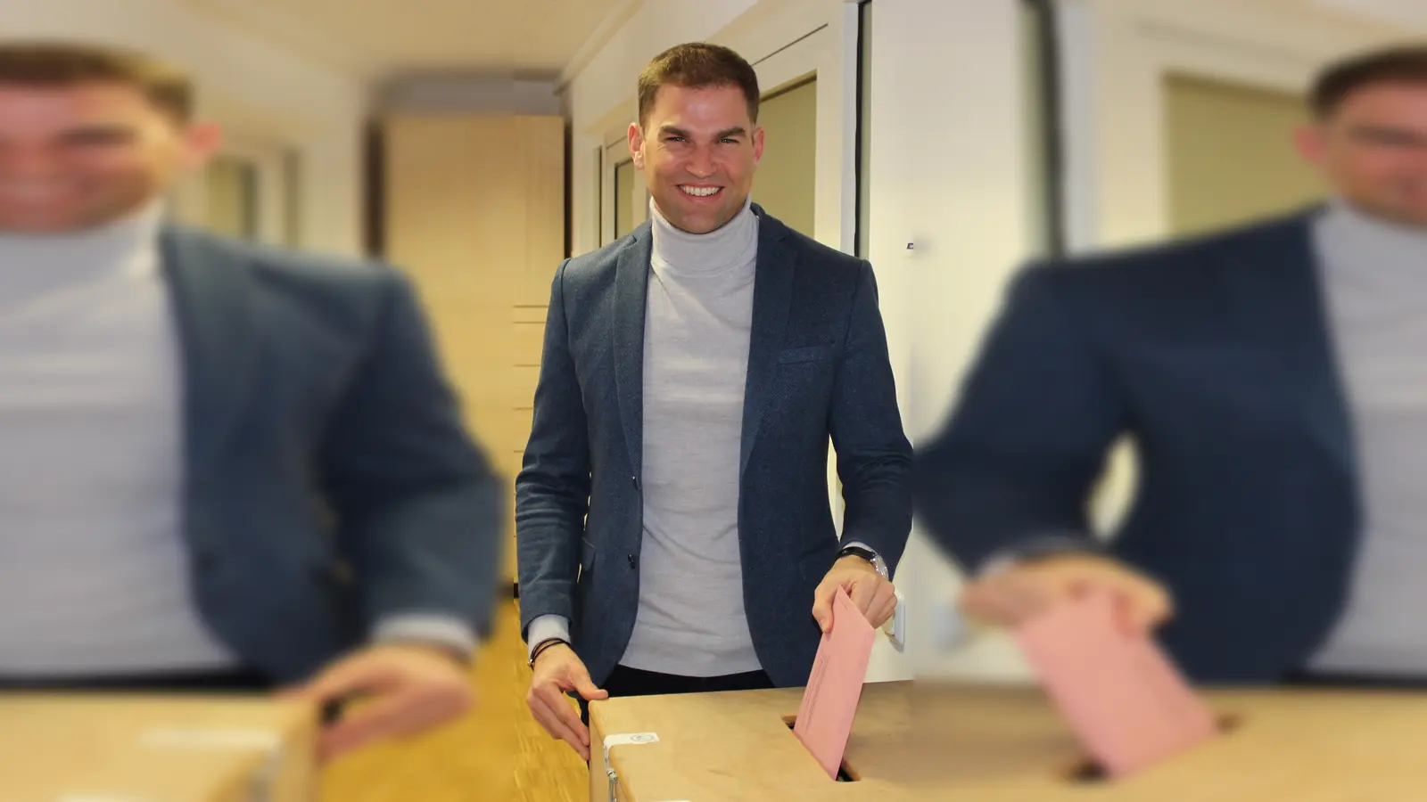 Kirchheims Bürgermeister Maximilian Böltl (links) holte fast 75 Prozent der Stimmen. Kathrin Alte (rechts oben) ist neue Anzinger Bürgermeisterin. Rechts unten: Wer Chef im Feldkirchner Rathaus wird, ist weiter offen. (Foto: bs, privat)