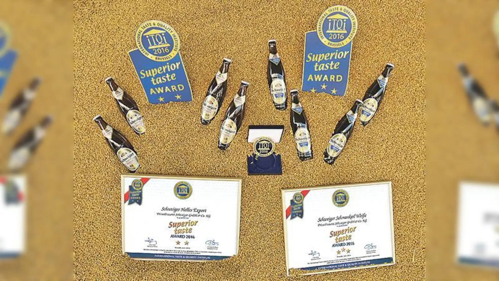 Das Helle und die Schmankerl Weiße wurden in diesem Sommer in Brüssel für ihre ausgezeichnete Qualiät prämiert.	 (Foto: Privatbrauerei Schweiger)