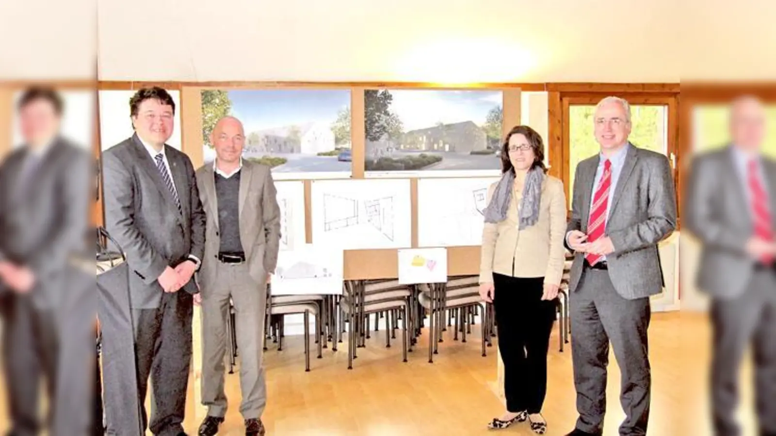 Freuen sich über ein gelungenes Projekt: Bürgermeister Thomas Loderer, Architekt Prof. Amandus Sattler, Marianne Fichtl und Andreas Müller (FeG.) 	 (Foto: hw)