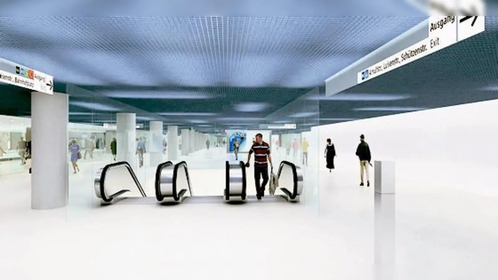 Transparenter Blick in Richtung Norden auf den Zugang U1/2. 	 (Simulation: SWM/MVG)