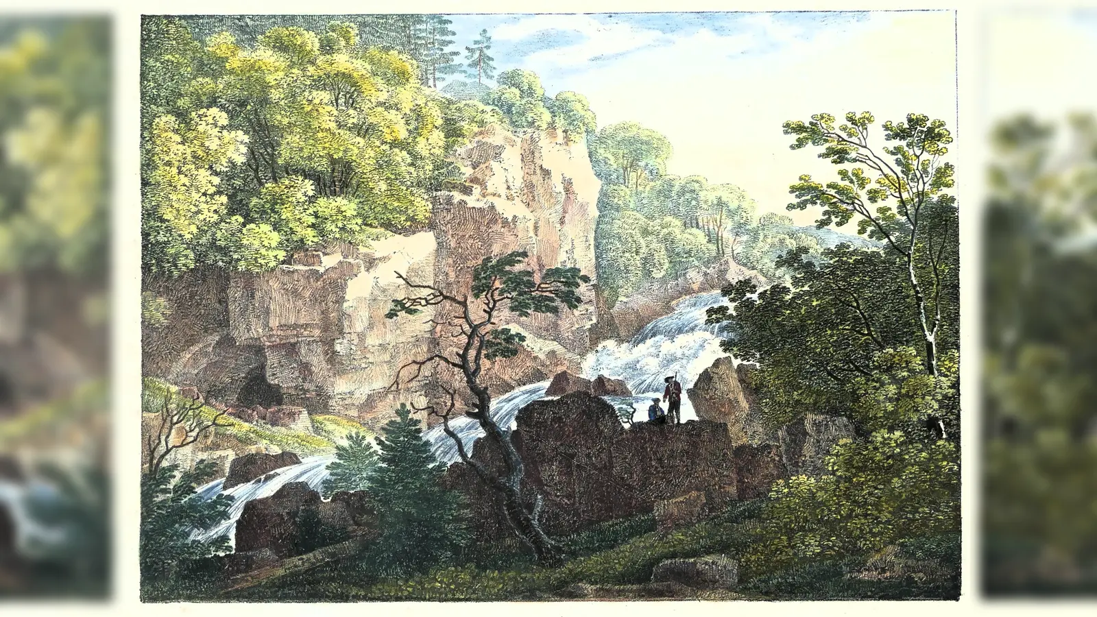 Aus der Zeit um 1806 stammt Max Joseph Wagenbauers altkolorierte Lithographie mit dem Titel „Waldstrom bei Teissnach”.  (Foto: Georg Weilnböck)