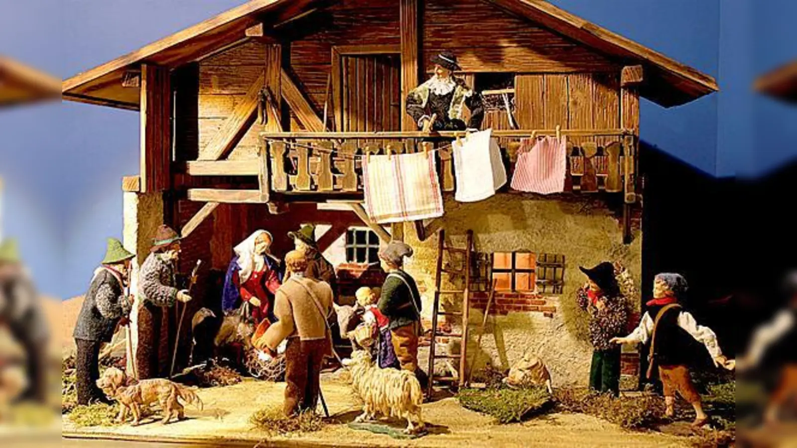 Geburt Christi im heimatlichen Stadl. Vereinskrippe der »Münchner Krippenfreunde e.V.« von Richard Lang aus Oberammergau. 	 (Foto: Annette Krauß/oh)