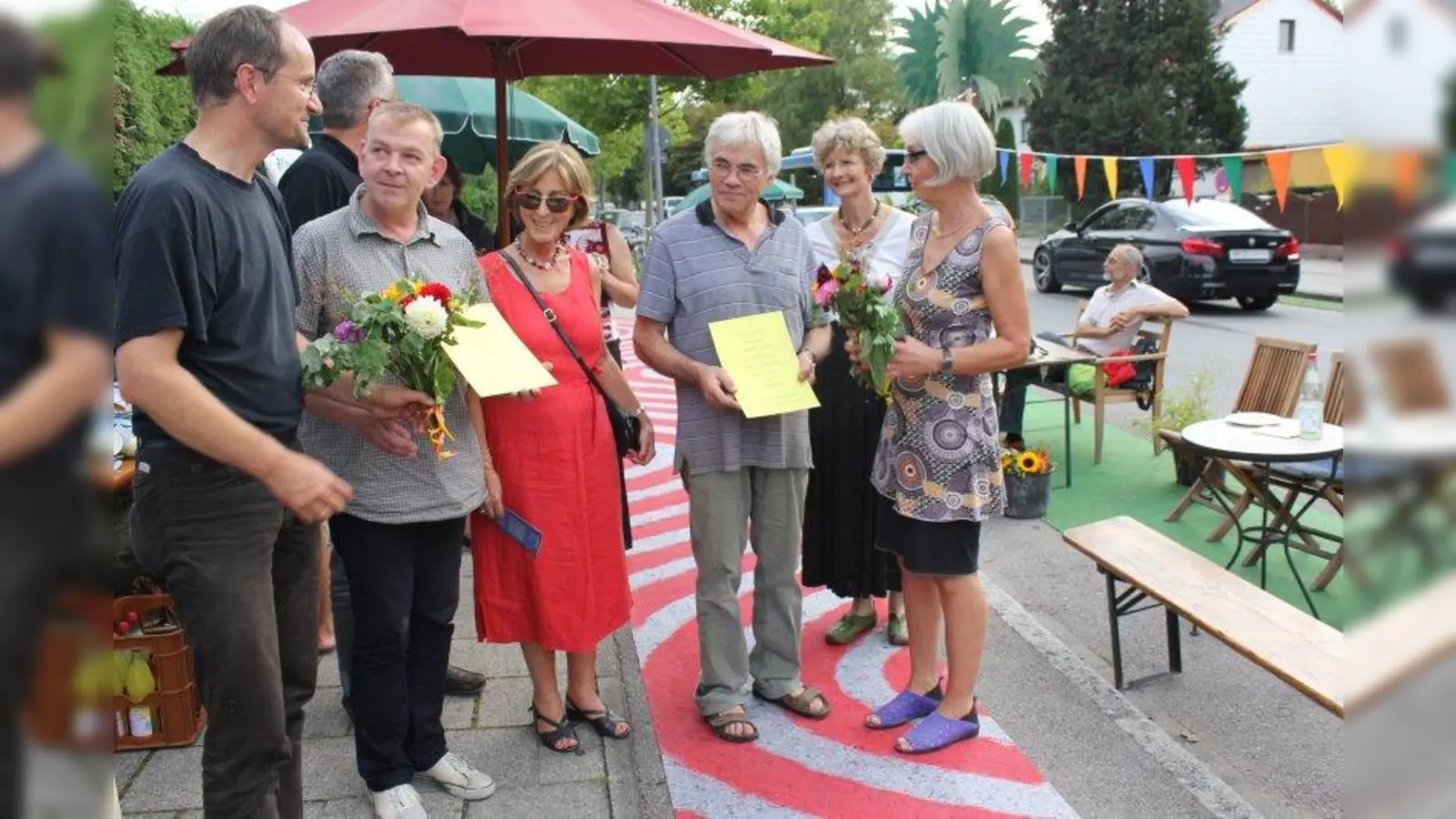 Schon viel für die Verkehrsberuhigung im Stadtviertel erreicht: Johannes Paula, Hannes Süß, Birgitt Schmitt-Walter, Simon Erber, Susanne Lachenmayr und Maria Ecke-Bünger (v.l.) von der Bürgerinitiative IGOM. (Foto: us)