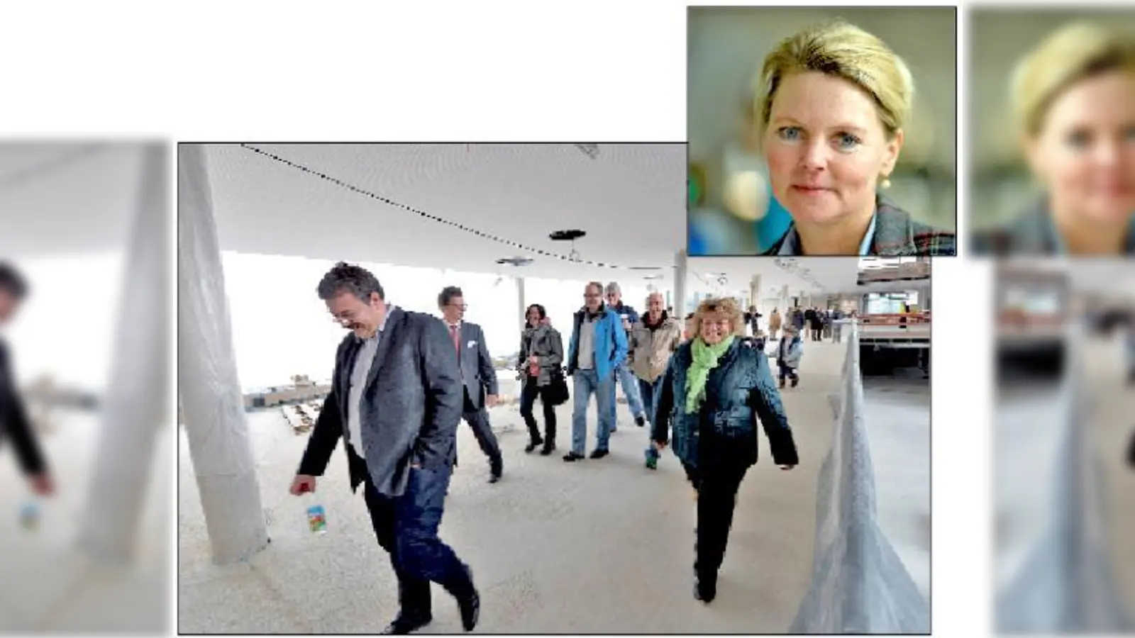 Ende Februar nutzten viele Bürger die Möglichkeit, sich das neue Gymnasium in Grünwald einmal aus der Nähe zu betrachten, Schulleiterin Brigit Korda war eine von ihnen. 	 (Fotos: Schunk)