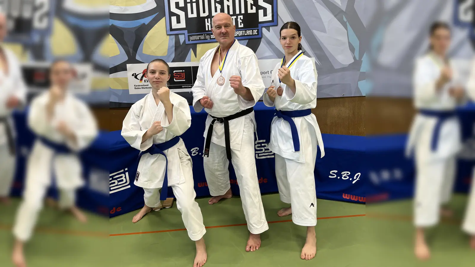 Bei den „Süd Games” dabei (von links): Luzie Marsen, Alex Kaufmann und Luisa Brötz. (Foto: 1. Budo-Verein Herrsching e.V.)