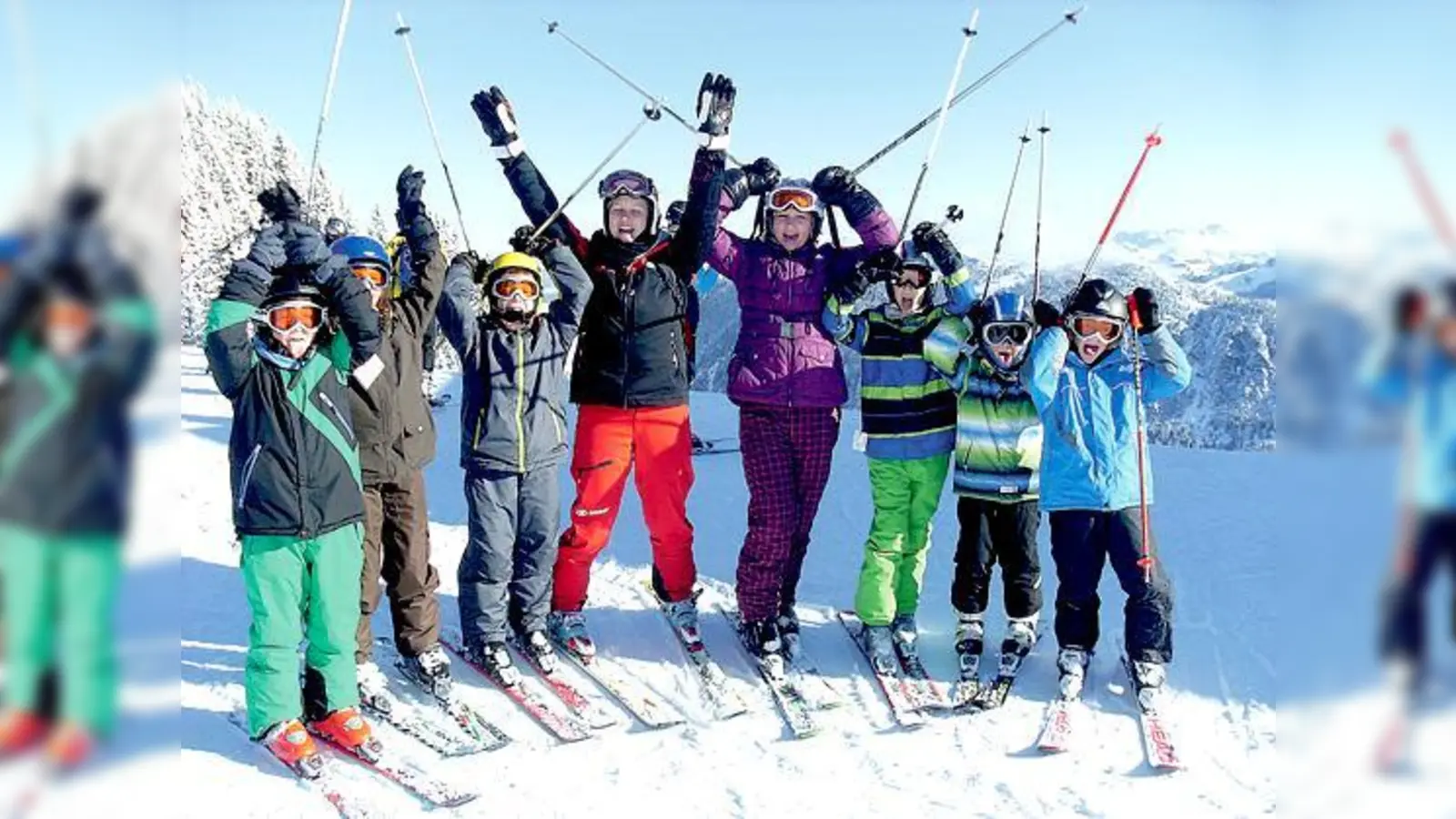 Fröhliche Skifahrer des FC Lengdorf: Die Pisten am Wilden Kaiser waren gut präpariert. Am  18. Januar steht nun die Gemeinde- und Vereinsmeisterschaft auf dem Programm. 	 (Foto: Verein)