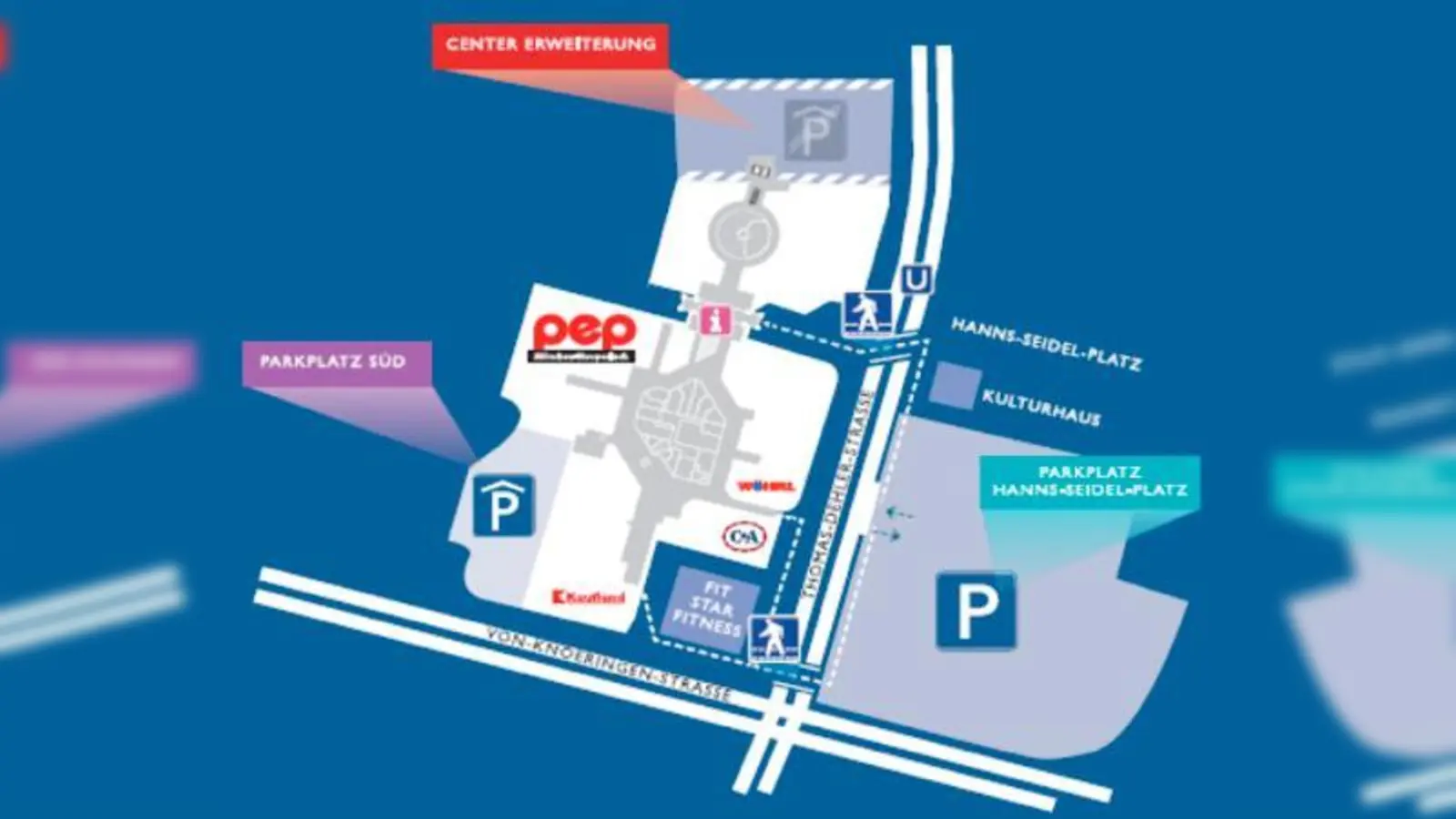 Übersicht über die künftigen Parkmöglichkeiten beim pep-Einkaufscenter.	 (Foto: Grafik pep)