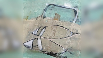 "Linien, Kratzer und Krakeleien" durchdringen die flächigen Farbaufträge. (Foto: Christine Heinrich)