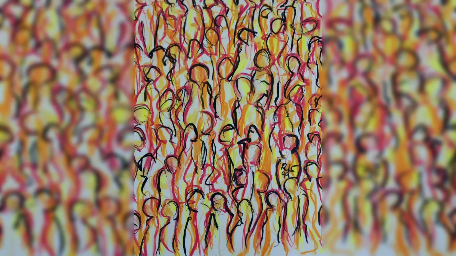 „Crowd in orange and yellow“ heißt dieses Werk von Wolfgang Rossner. (Foto: Wolfgang Rossner)