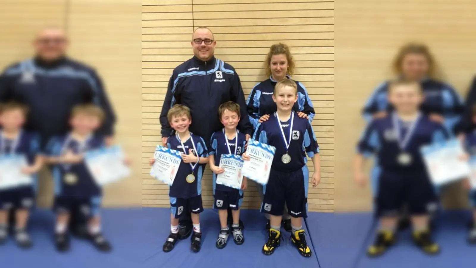 Junge Ringer bei den Löwen: Lorenz Marthen, Anton Marthen und Josef Werner Junior (von links).  (Foto: Privat)