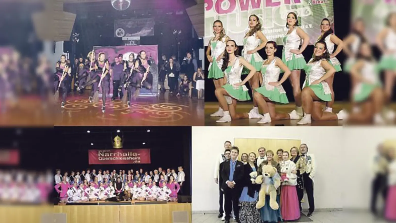 Imposante Shows bieten in dieser Faschingssaison wieder (von links, oben) die Tänzer der Narrhalla Heidechia, des Schleißheimer Narrenrats sowie die Narrhalla Oberschleißheim und der Unterschleißheimer Faschingsclub. 	 (Fotos: VA)
