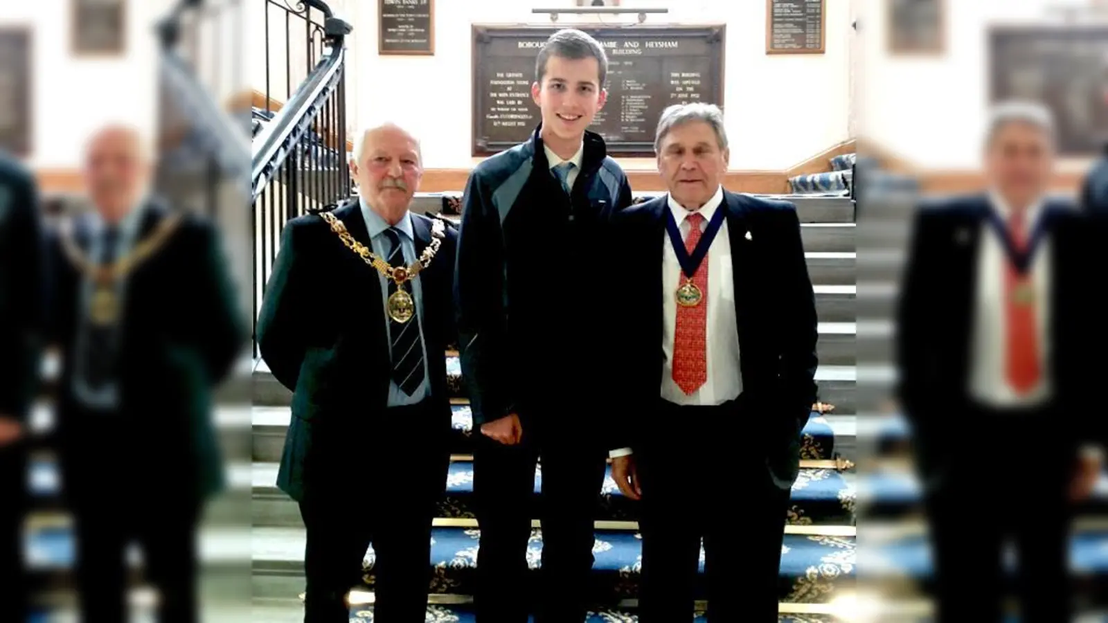 Philipp von der Wippel hat Lancasters Bürgermeister Paul Woodruff (li.) und dessen Stellvertreter getroffen.		 (Foto: phil)