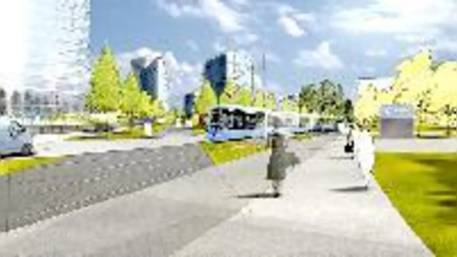 So soll es am Vogelweideplatz in Steinhausen aussehen, wenn die Verlängerung der Tram 25 fertiggestellt ist. Baubeginn ist wohl noch 2014.	 (Grafik: SWM)