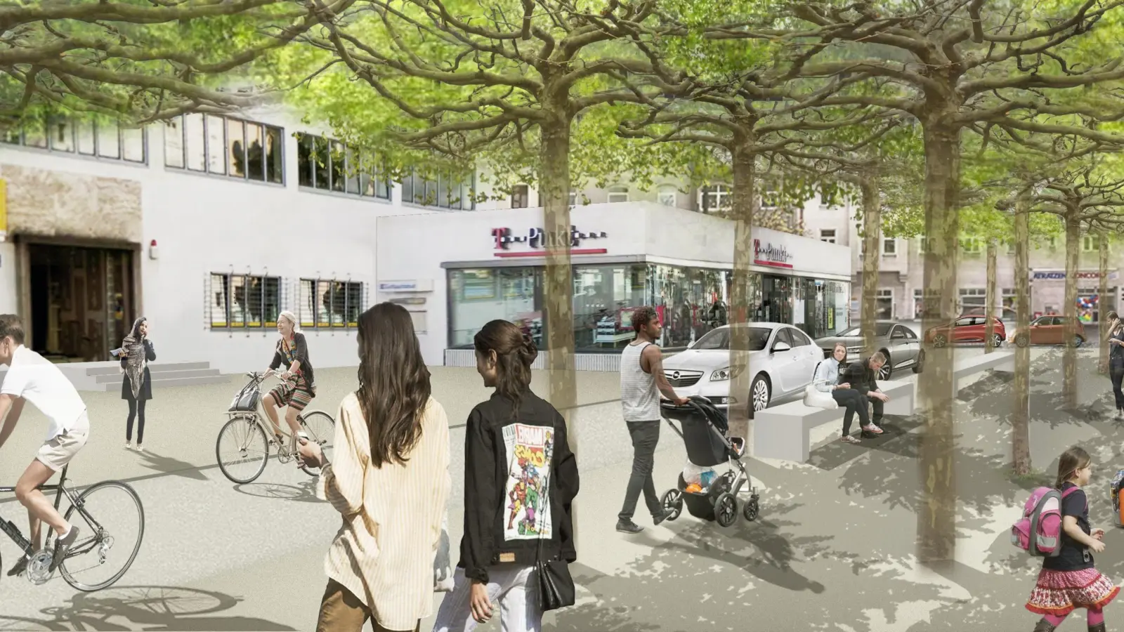 Mehr Grün, mehr Platz, weniger Autos: Der Tegernseer Platz soll ein neues Gesicht bekommen. (Bild: Stadt München)