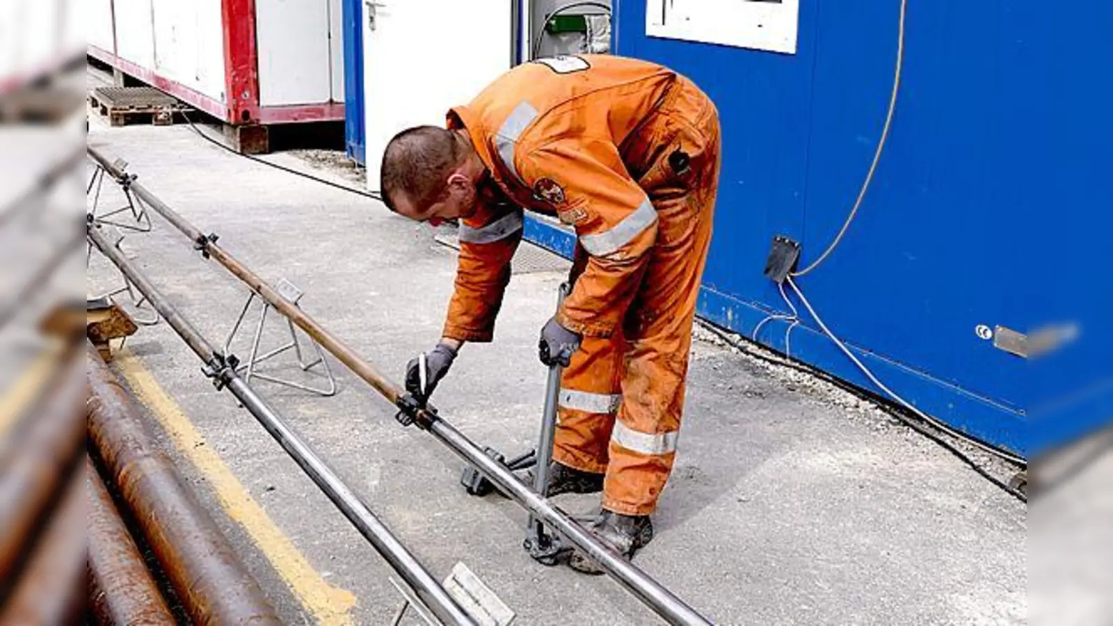 Die Arbeiten für den abgelenkten Seitenast (Sidetrack) laufen.	 (Foto: Medienbüro Keidel-Landsee)