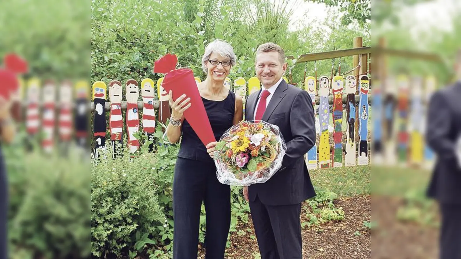 Die neue Rektorin Andrea Pelters mit Bürgermeister Klaus Korneder.	 (Foto: privat)