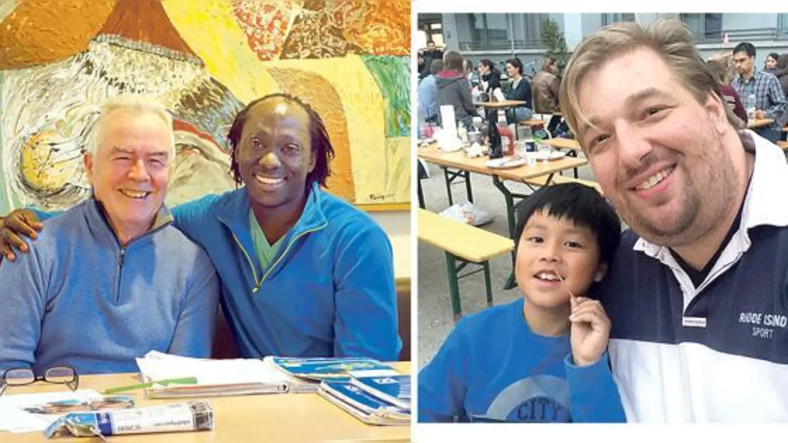 Glückliche Gesichter bei den Paten der Nachbarschaftshilfe Taufkirchen und ihren »Patenkindern«: Hans-Joachim Faul mit Joseph und Philipp Schmidt mit Jimmy.	 (Fotos: Privat)