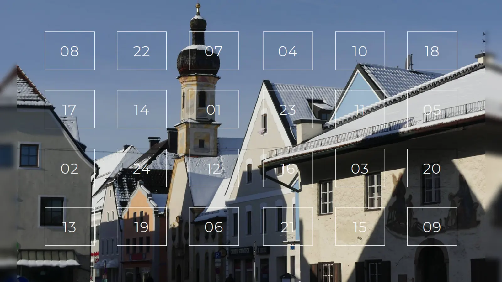 Der Digitale Adventskalender mit der angezuckerten Marktkirche in Grafing. (Foto: Alex Pelka, Fotoclub Blende 85567)