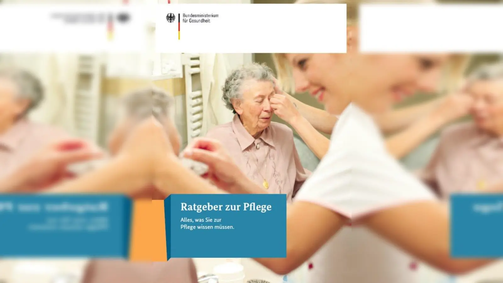 In seinem &amp;quot;Ratgeber zur Pflege&amp;quot; gibt das Bundesgesundheitsministerium (www.bundesgesundheitsministerium.de) auf 126 Seiten bitet einen Überblick über die Leistungen der Pflegeversicherung und erklärt wichtige gesetzliche Regelungen für die Pflege zu Hause, die Auswahl einer geeigneten Pflegeeinrichtung und die Beratungsmöglichkeiten. (Foto: BuMin)