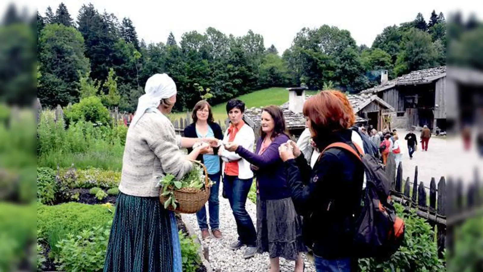 Mit allen Sinnen erleben! Bei den Bauerngartentagen präsentiert das altbayerische Dorf die traditionell bewirtschafteten Bauerngärten. Besucher erfahren Wissenswertes über die Wirkungen verschiedener Pflanzen und Kräuter.	 (Foto: Wasmeier)
