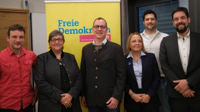 Trafen sich zum Wahlkampfauftakt des FDP-Kreisverbands Weilheim-Schongau (v.l.): Jürgen Speer, Ursula Lex, Michael Ruoff, Judith Haberkorn, Timo Böge und Patrick Lechner. (Foto: FDP)