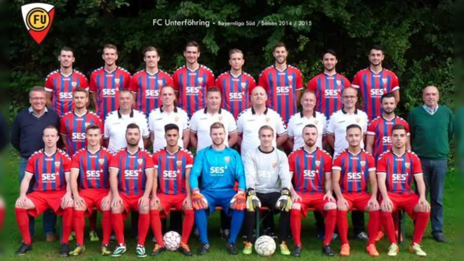 Der FC Unterföhring ist zur Winterpause Vierter in der Bayernliga Süd. Vorstand Franz Faber (mittlere Reihe links) ist »sehr zufrieden« mit der sportlichen Entwicklung. Im Umfeld gibt es aber noch Nachholbedarf. 	 (Foto: Verein)