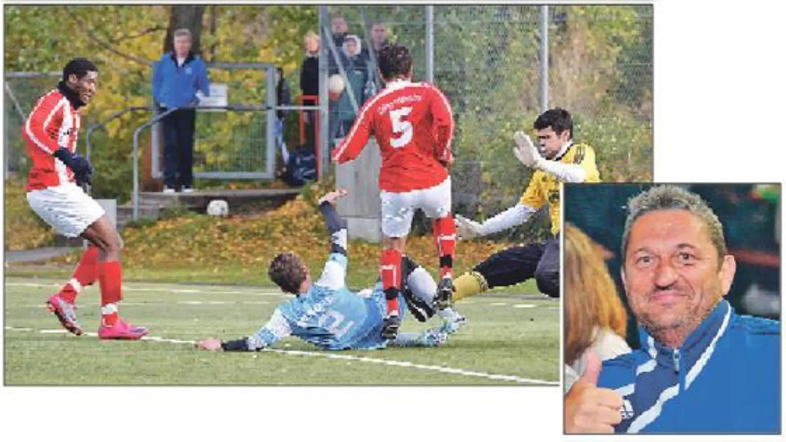 Der SV Nord darf vom Aufstieg in die Landesliga träumen. Das freut auch den Vorstand der Fußballabteilung, Christian Douda (kl. Foto). 	 (Fotos: Verein)