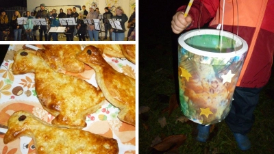 Zu Ehren St. Martins gab es im FortSchritt Kinderhaus selbstgebastelte Laternen, selbstgebackene Martinsgänse und musikalische Begleitung durch die Jugend der Knappschaftskapelle Peißenberg. (Foto: FortSchritt Kinderhaus an der Ammer)