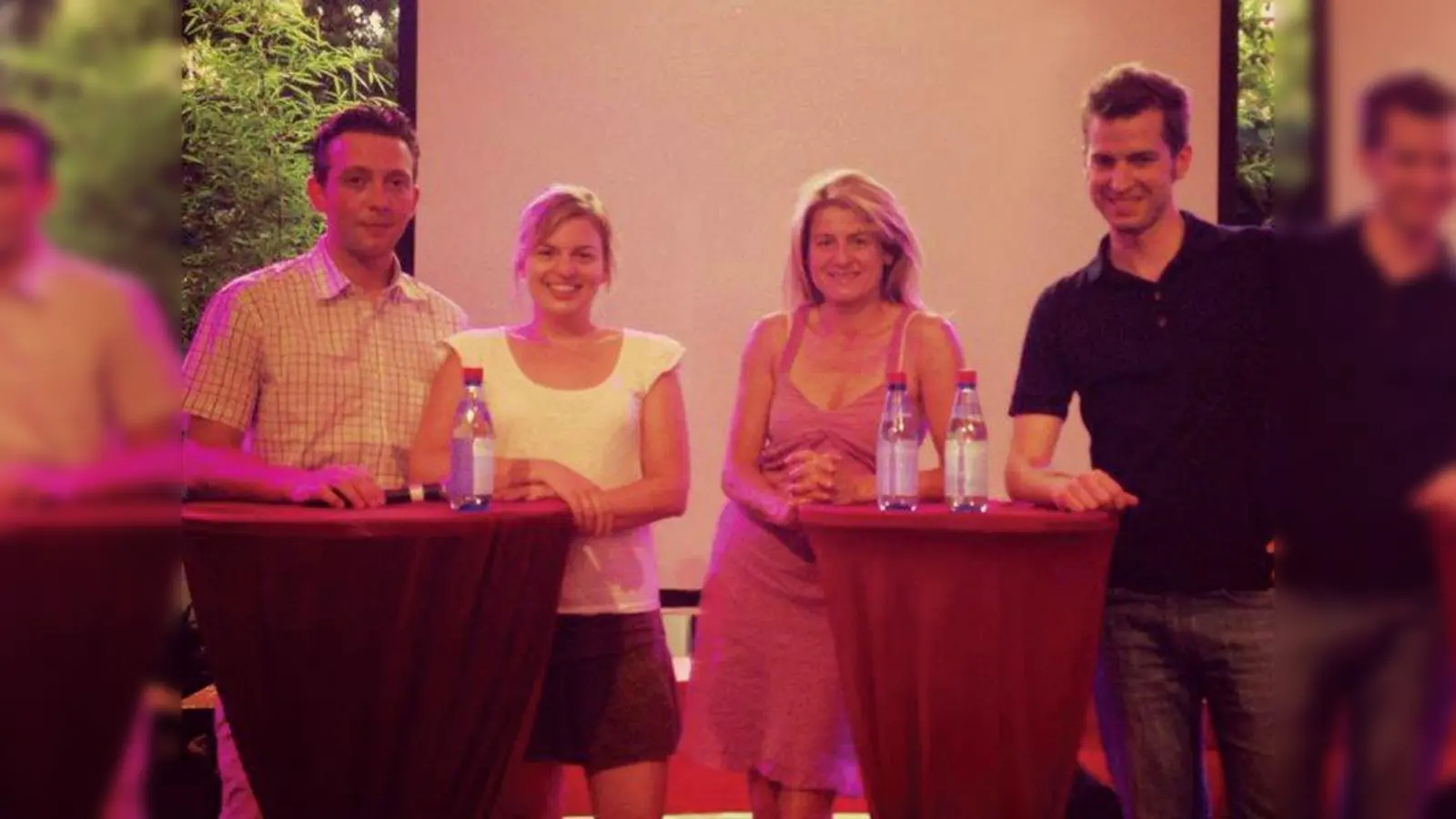 Leonhard Agerer, Katharina Schulze, Mechthilde Wittmann und Marc-Daniel Heintz (v.l.) im Backstage (Foto: pi)