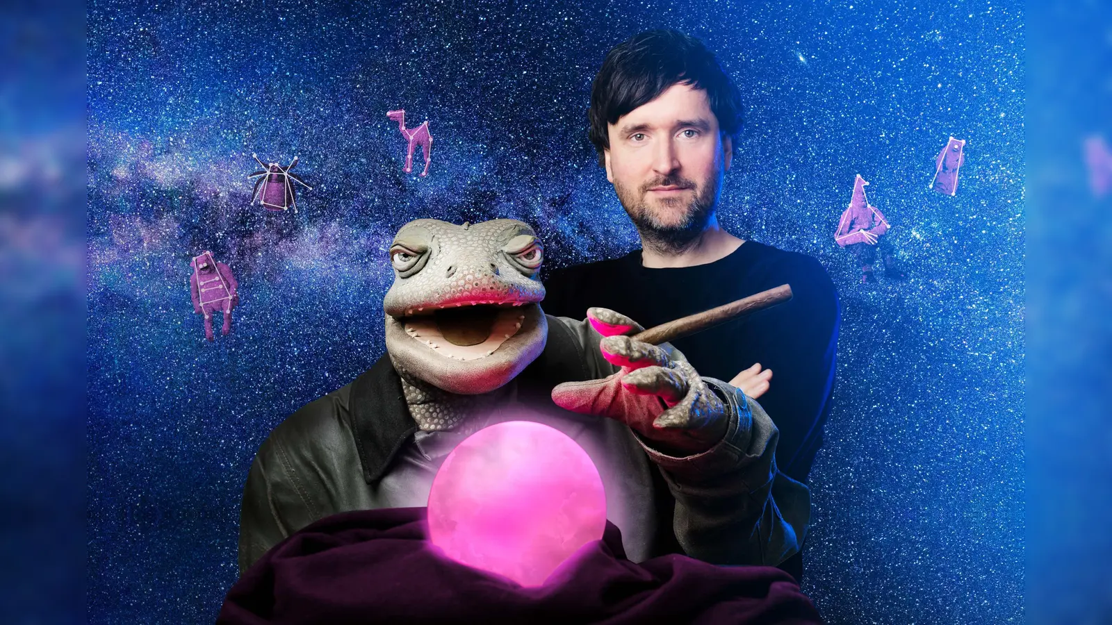 Für ihre Fans ist die Echse von Michael Hatzius längst ein Guru. Im Bürgerhaus wird sie mit großer Klappe Audienz halten.  (Foto: Christine Fiedler)