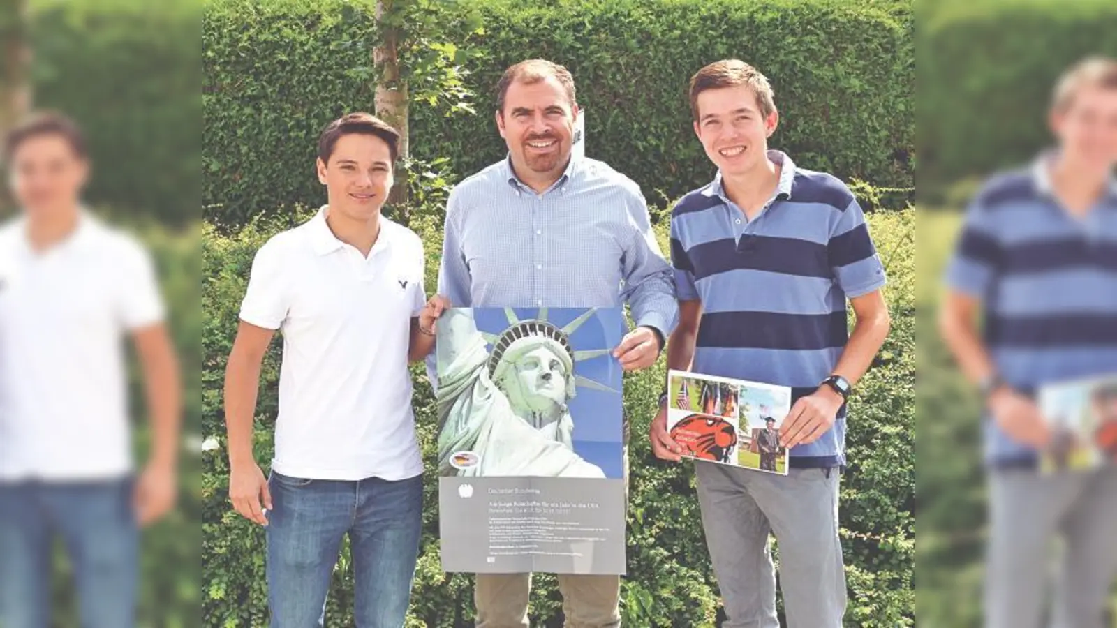 Ein Jahr USA: Luca Keller (v. l.), MdB Florian Hahn und Sebastian Scheller.	 (Foto: Privat)